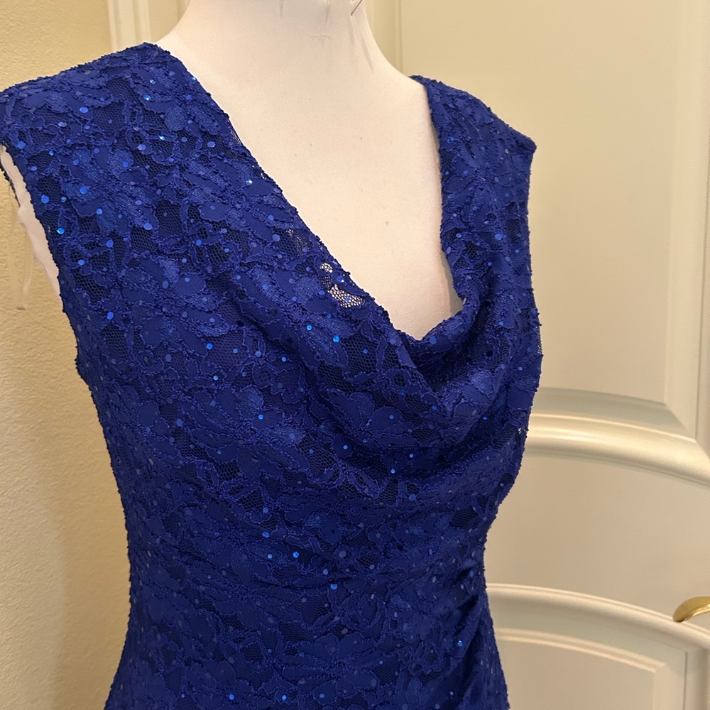 Connected royal blue knit sparkly lace dress